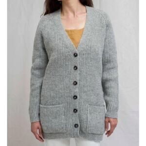 L'ENVERS & THE GARMENT Sz M/L Gray Chunky Wool Joanna Cardigan Sweater Lenvers